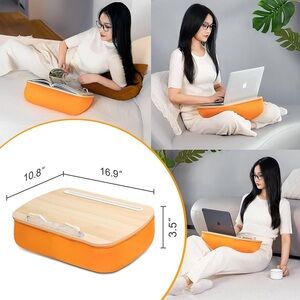 Orange Lap Desk with Wood Top
